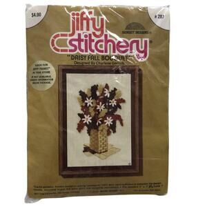 Daisy Embroidery Kit Fall Bouquet #287 Jiffy Stitchery Stamped Crewel Vintage